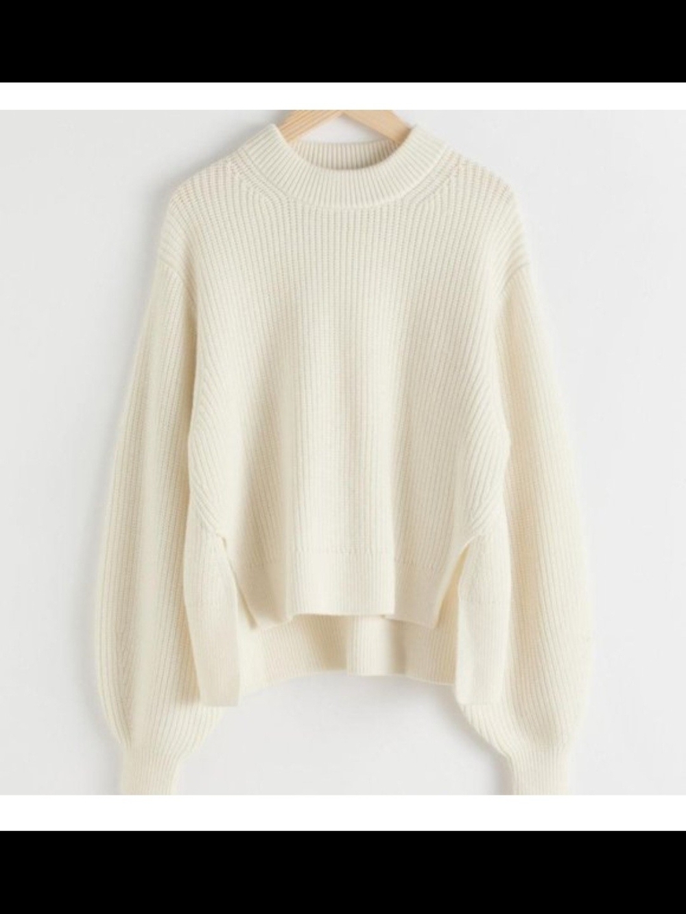 & Other Stories Split Hem Sweater With Balloon Sleeves